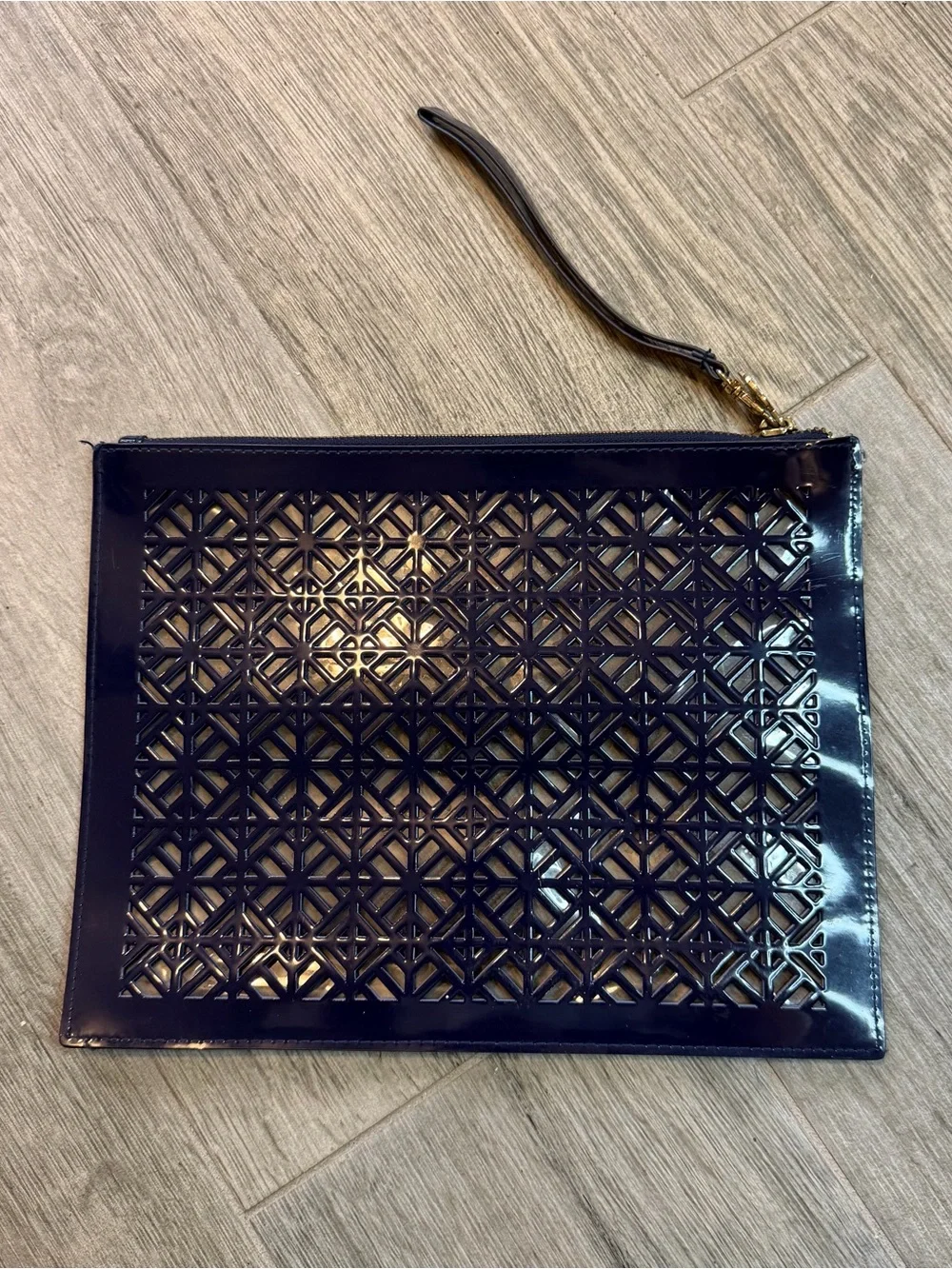 TORY BURCH Pouch Clutch Limited Edition Lace Cut Purse Travel Navy